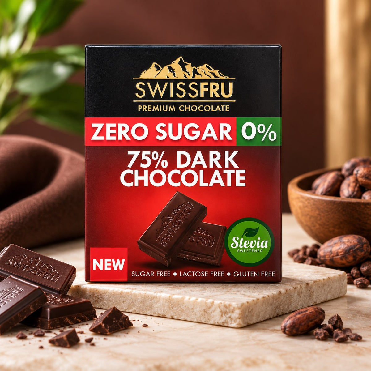 SWISSFRU 75% DARK CHOCOLATE