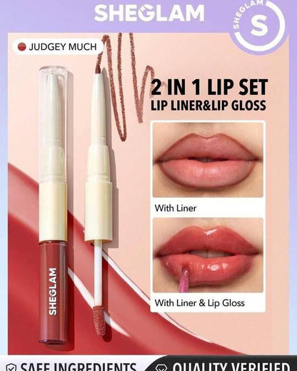 قلم دابل ( ليب جلوس + ليب لاينر )  SHEGLAM